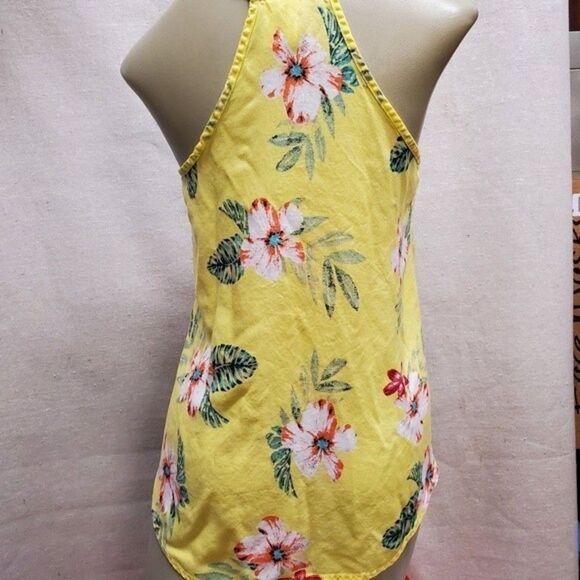 Yellow String top in yellow and floral Tie Front by Japna in Size S - Picture 3 of 3